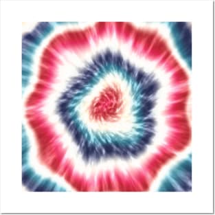 Abstract Patriotic Red White and Blue Blur Tie Dye Posters and Art